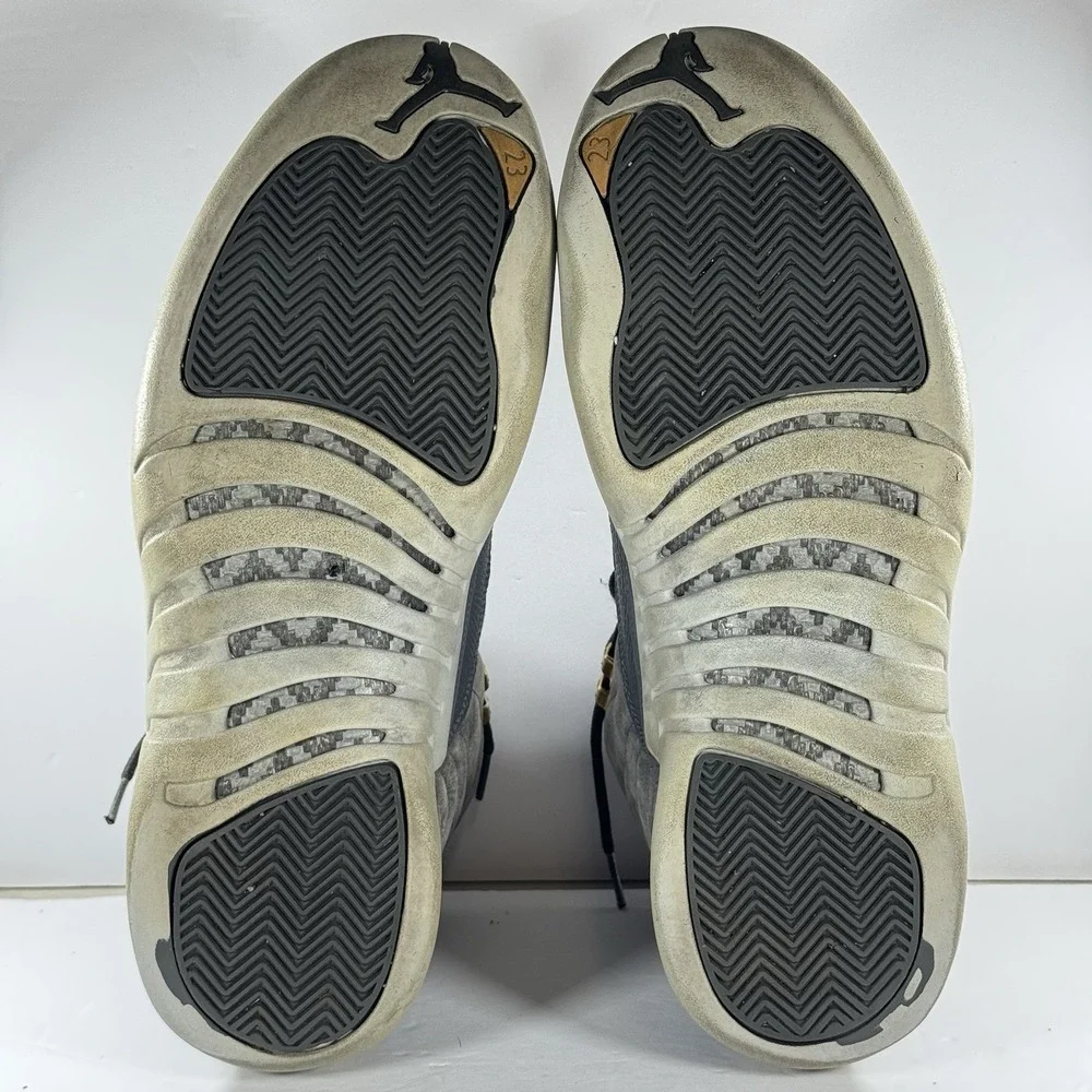 Air Jordan 12 Retro‎ Dark Grey Suede Gold Eyelets Men's Size 12 130690-005